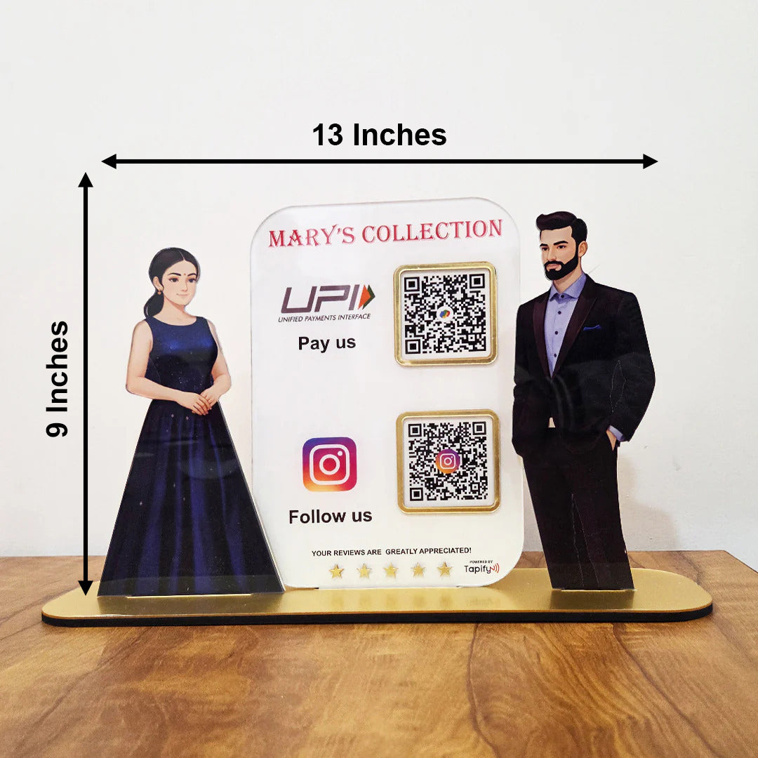 Girl & Man Cutout Smart NFC 2 in 1 Standee - For Garment Shop