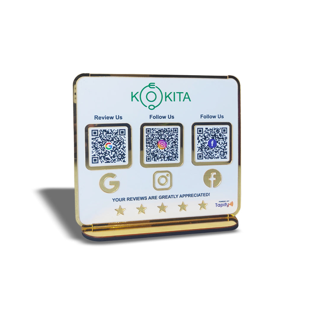 Premium Smart NFC 3-in-1 Table Top Standee | White Colour