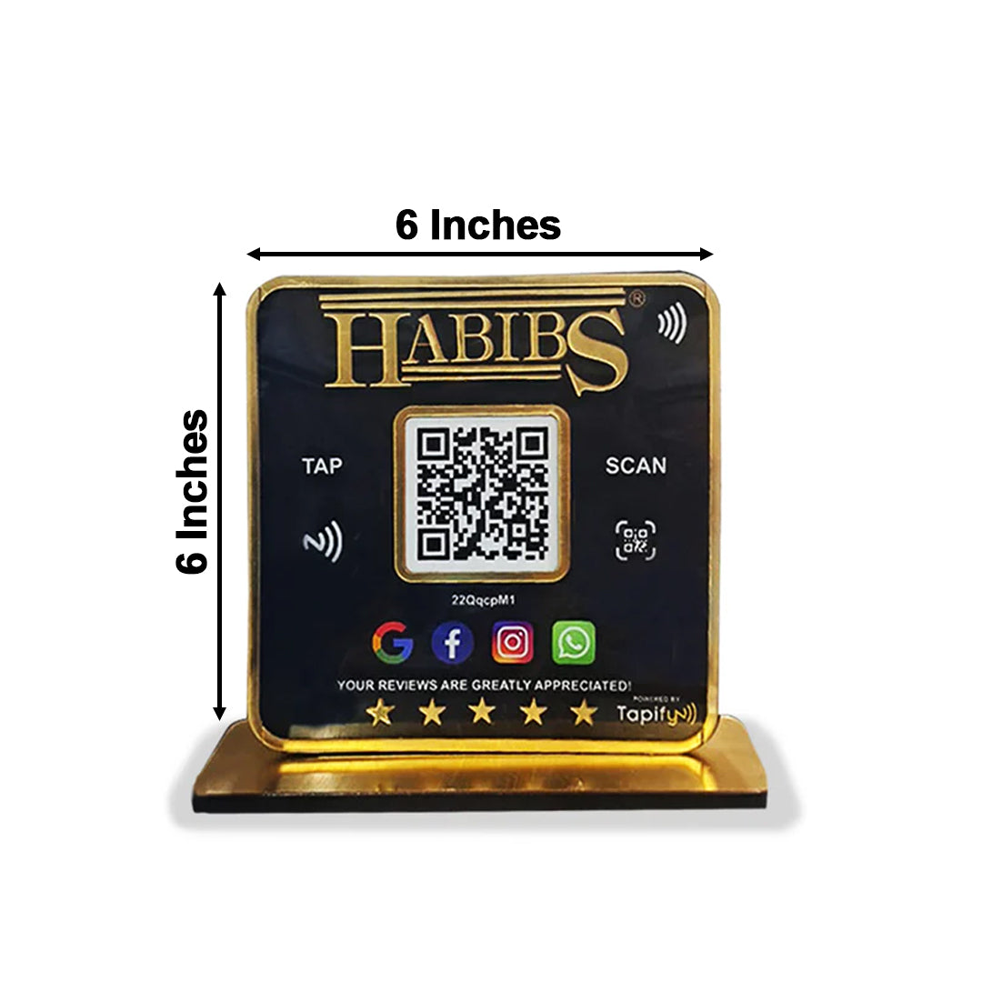 Premium All In One Smart NFC Standee - with 3D Golden Acrylic Logo