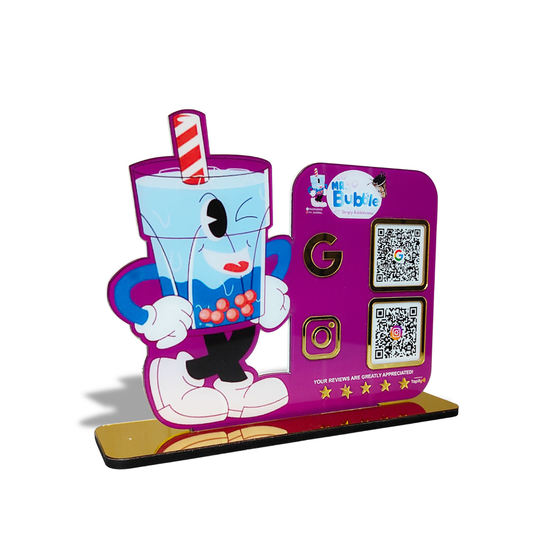 Glass Cutout Edition - Smart NFC 2QR Standee