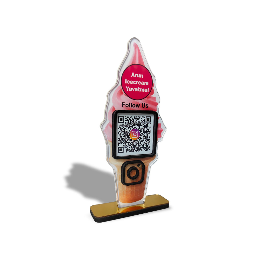 Ice Cream Shaped Smart NFC 1 QR Standee - For Ice Cream Shops