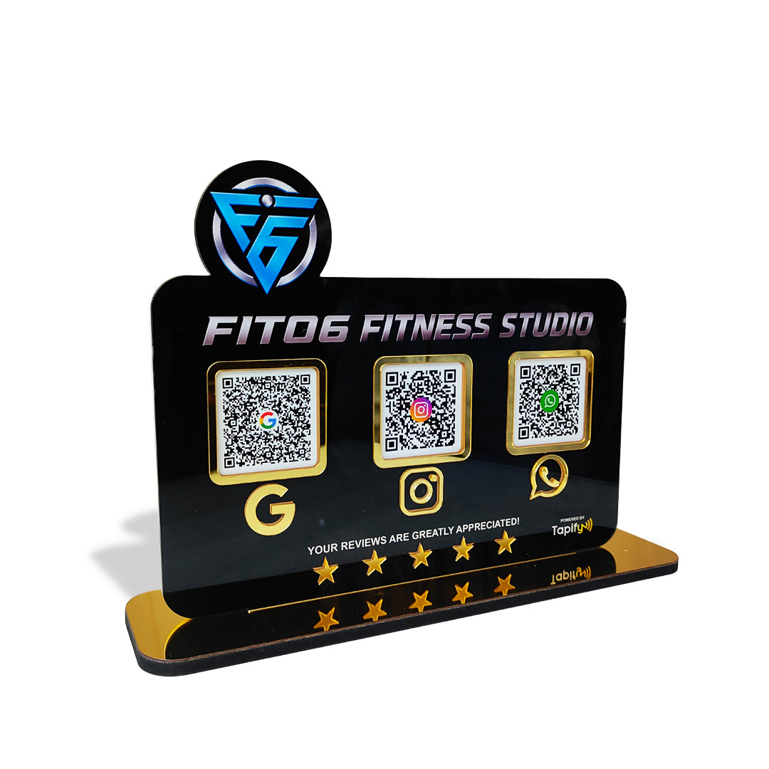 Smart NFC 3-in-1 Table Top Standee - Gym Logo Cutout