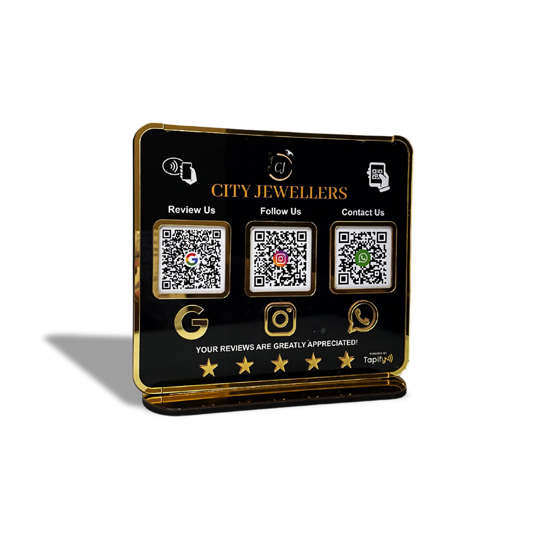 Premium Smart NFC 3-in-1 Table Top Standee | Black Colour