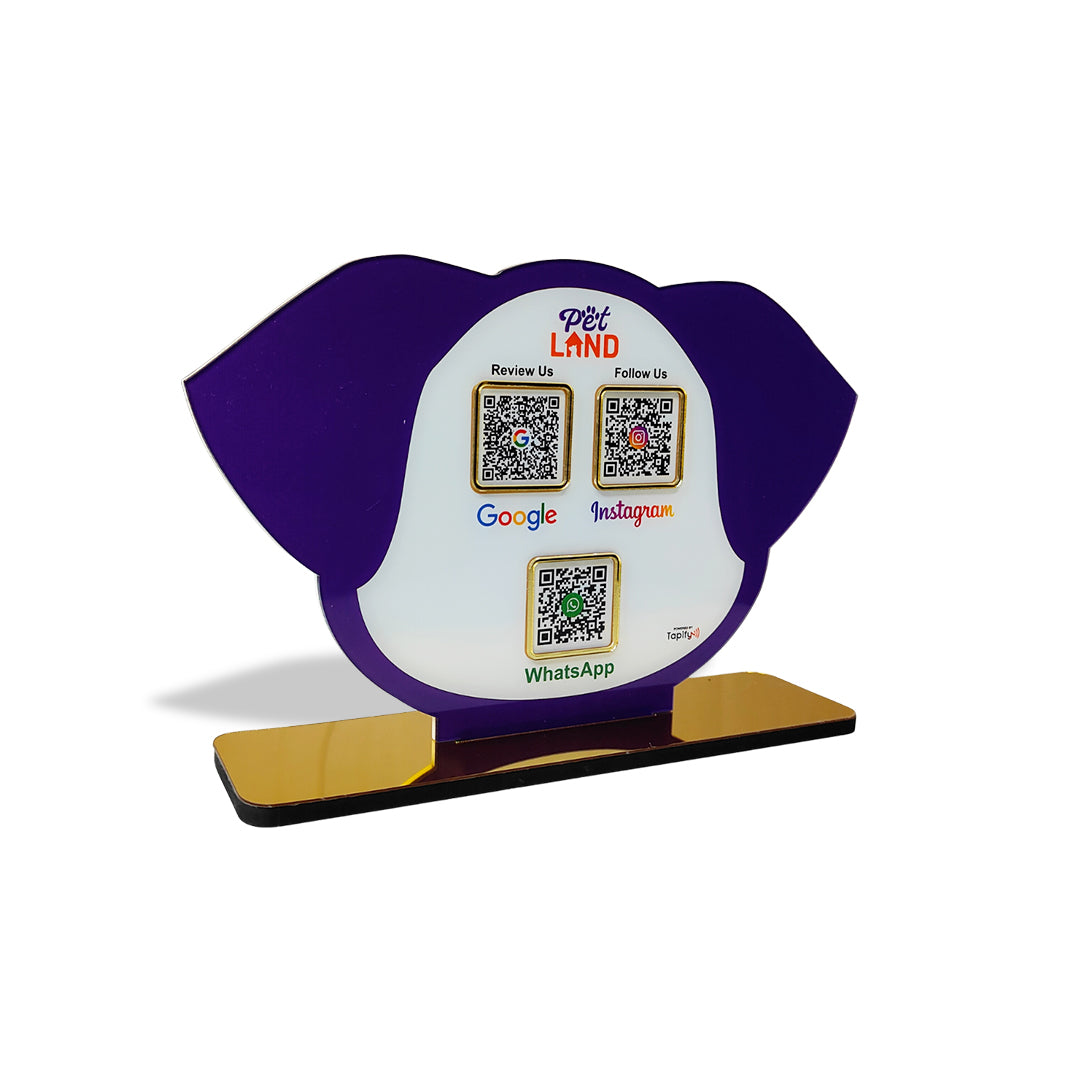Pet Face Shaped Smart NFC 3-in-1 Tabletop Standee - Blue