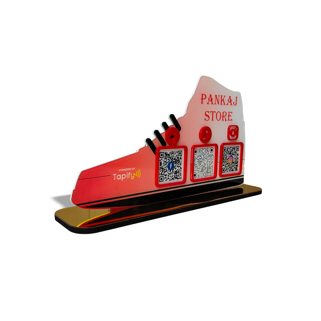 Shoe Shaped - Smart NFC 3-in-1 Tabletop Standee - With Gradient Background