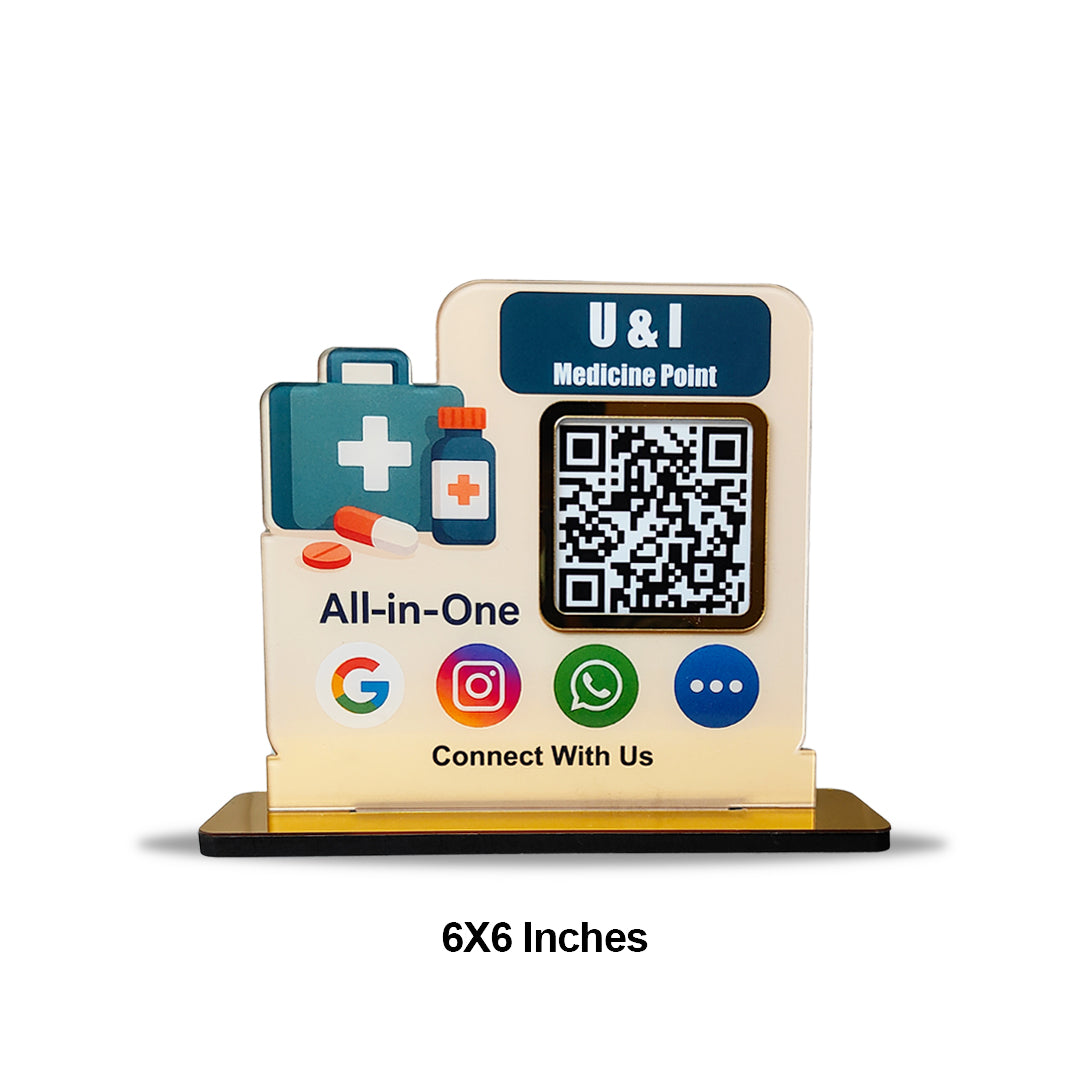 All-In-One Smart NFC QR Standee - For Chemist Shop