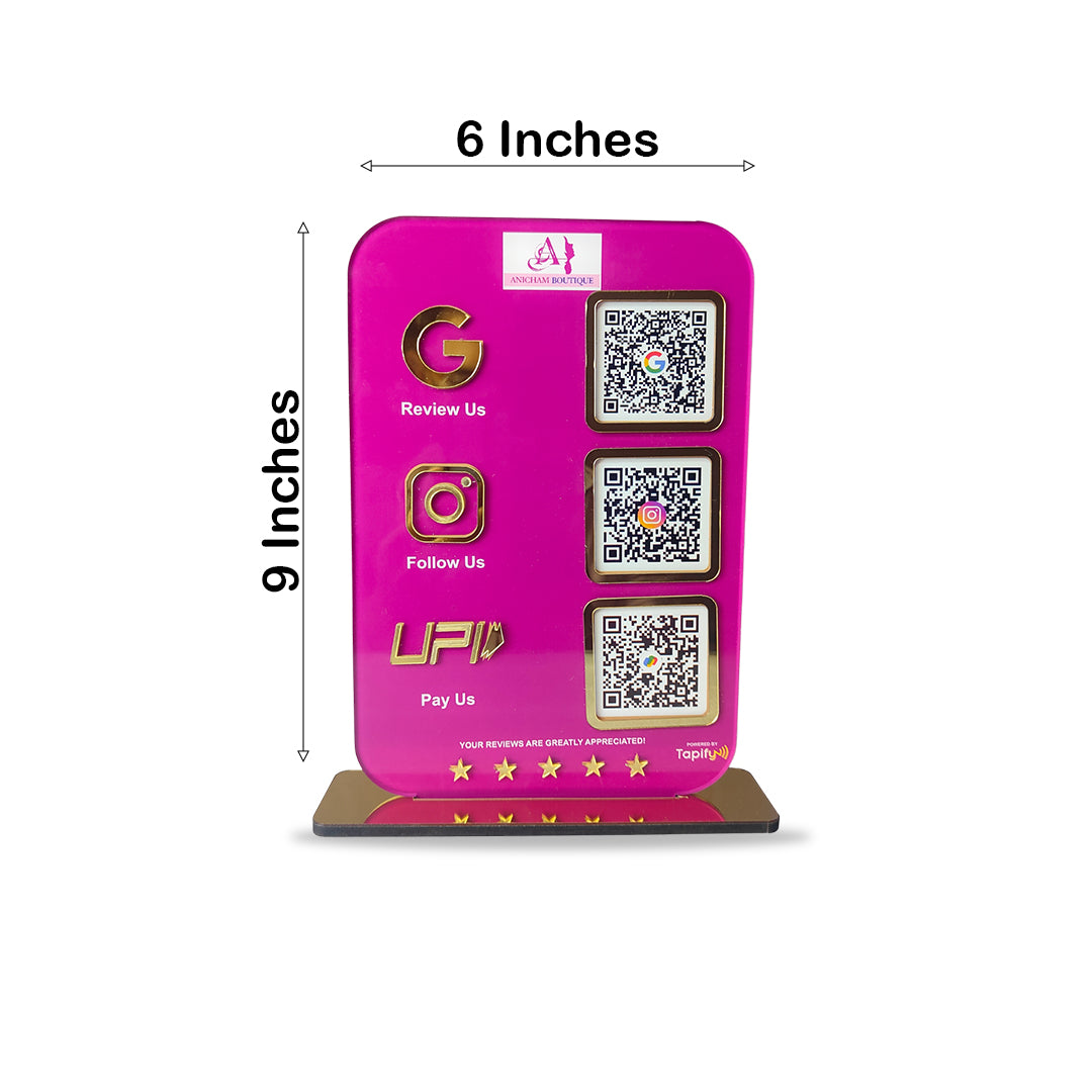 Smart NFC 3-in-1 Standee | Pink Colour | Portrait Style