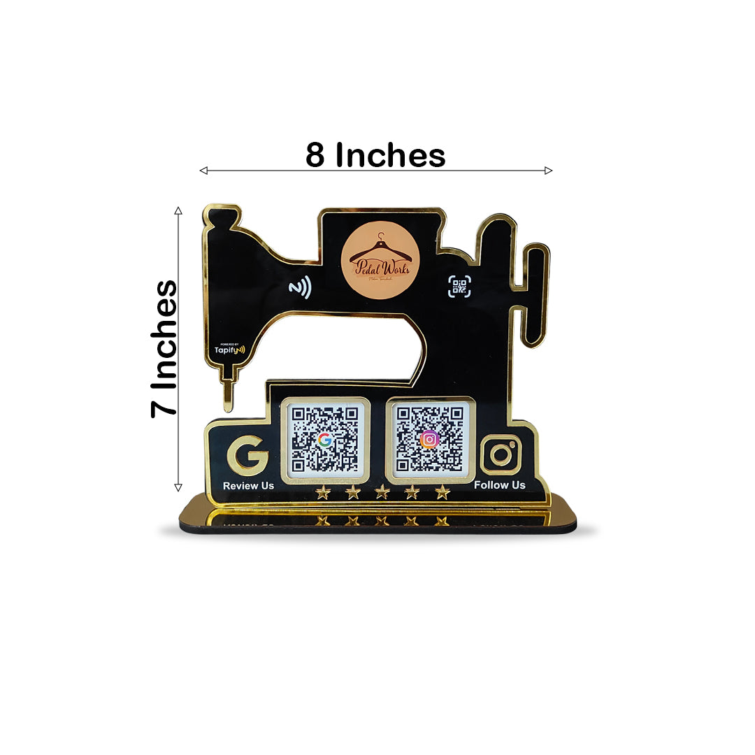 Sewing Machine Shaped - Smart NFC 2QR Table Top Standee