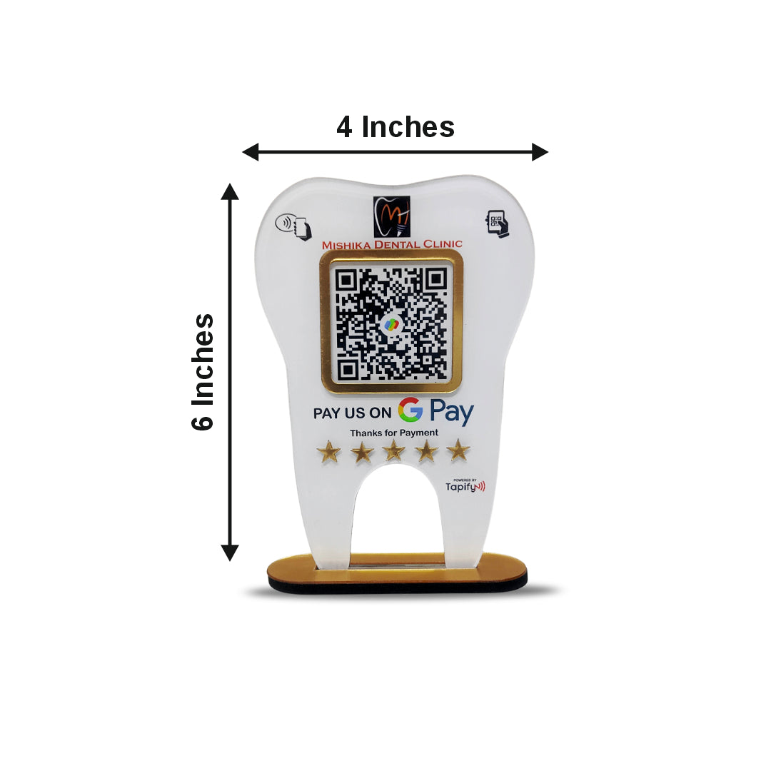 Dental Tooth Shaped UPI Payment Standee - For Dentists ( Without NFC )