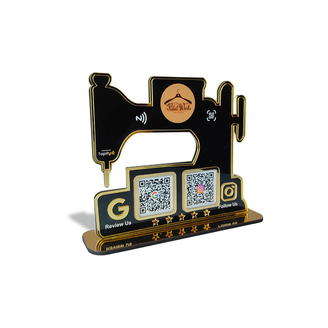 Sewing Machine Shaped - Smart NFC 2QR Table Top Standee