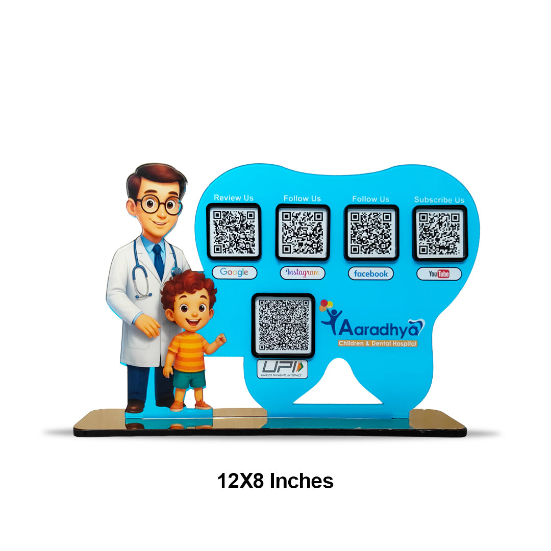 Doctor and Child Theme - Smart NFC 5-in-1 Table top Standee - For Pediatric and Dental Clinics