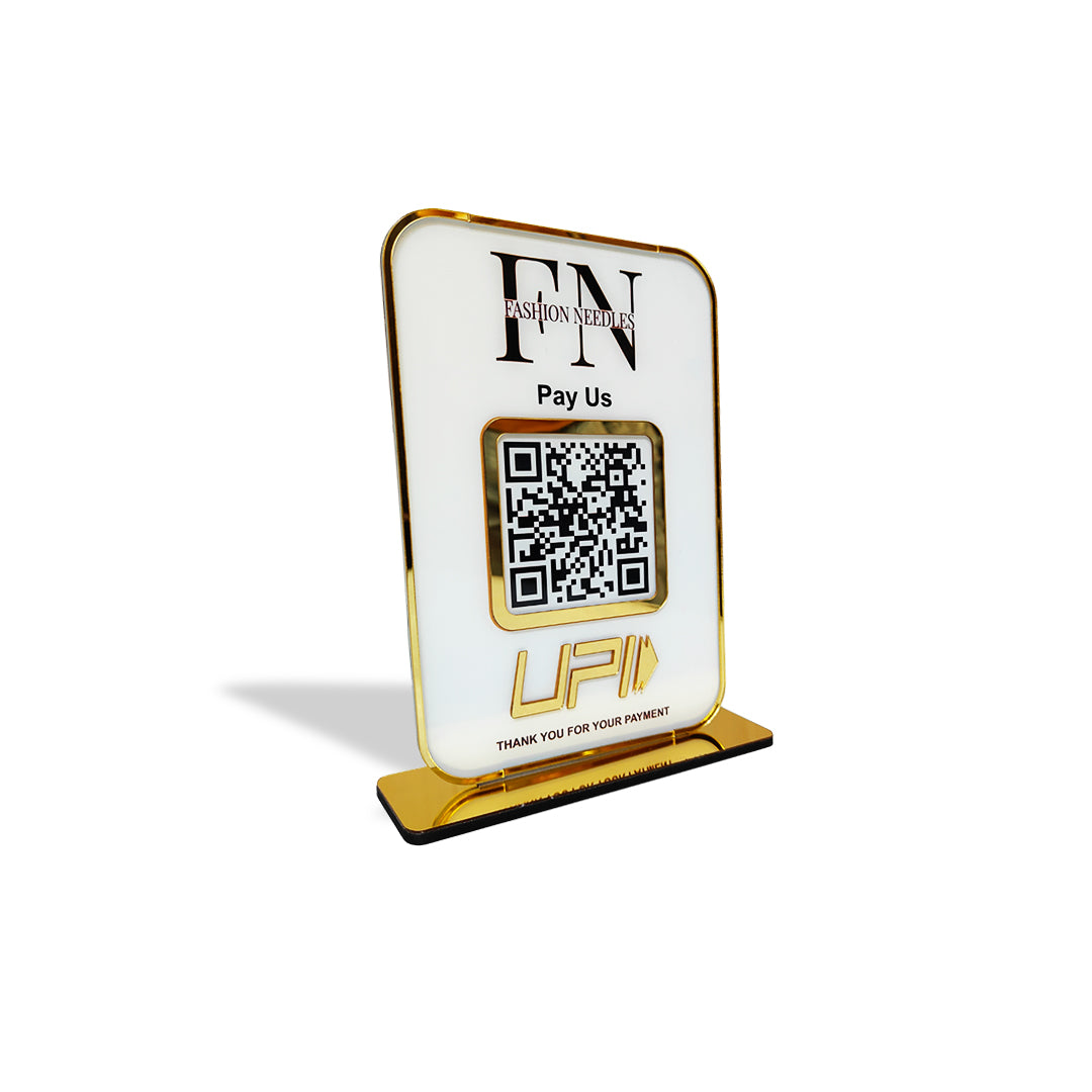 Premium Big Size - 1 QR Table Top Standee | White Colour - Without NFC