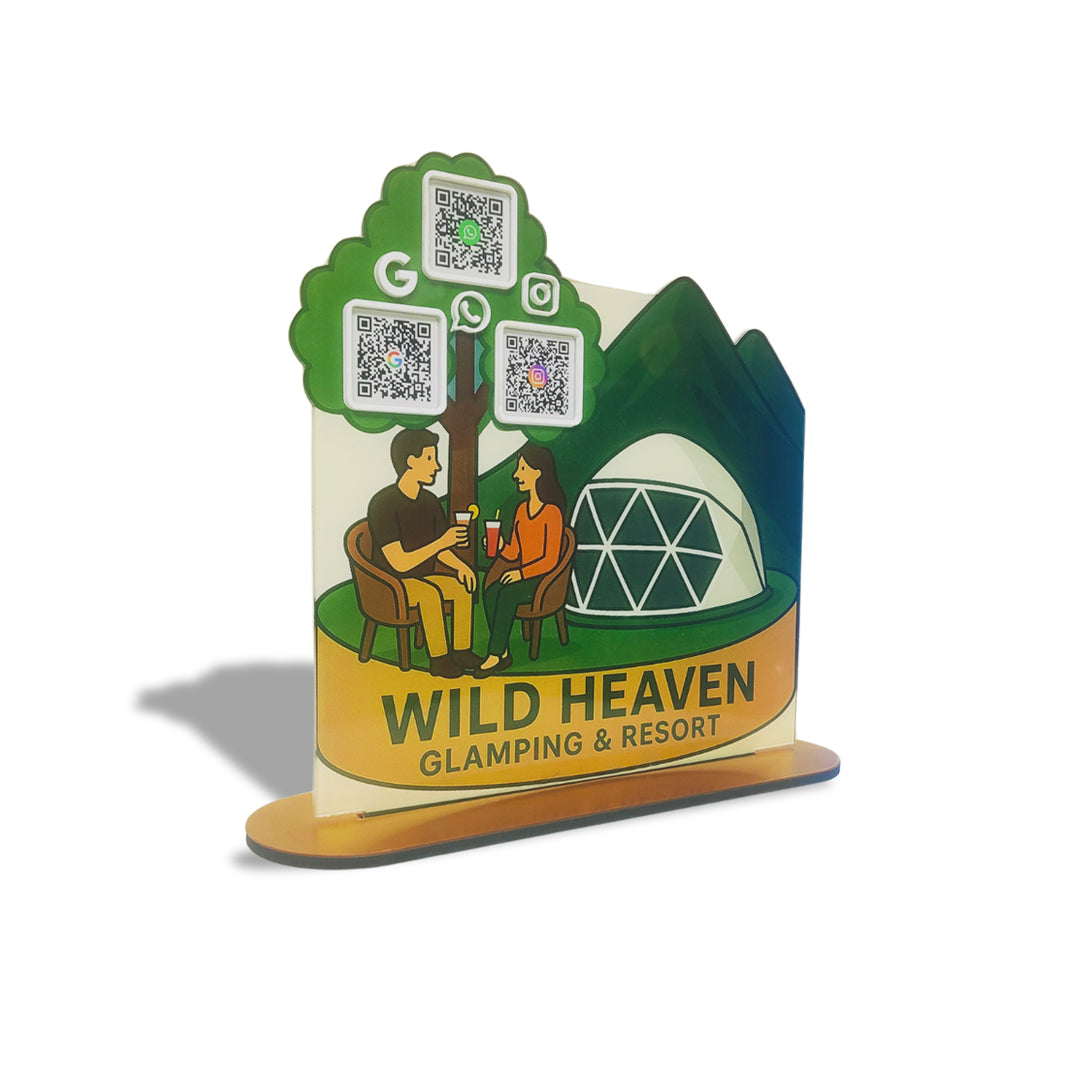 Resort Shaped - Smart NFC 3-in-1-Tabletop Standee | For Hotel and Resorts