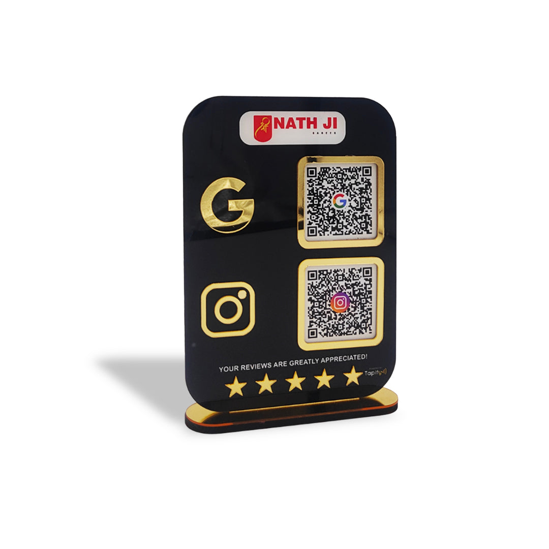 Smart NFC 2-in-1 Table Top Standee | Black Colour | Portrait Style