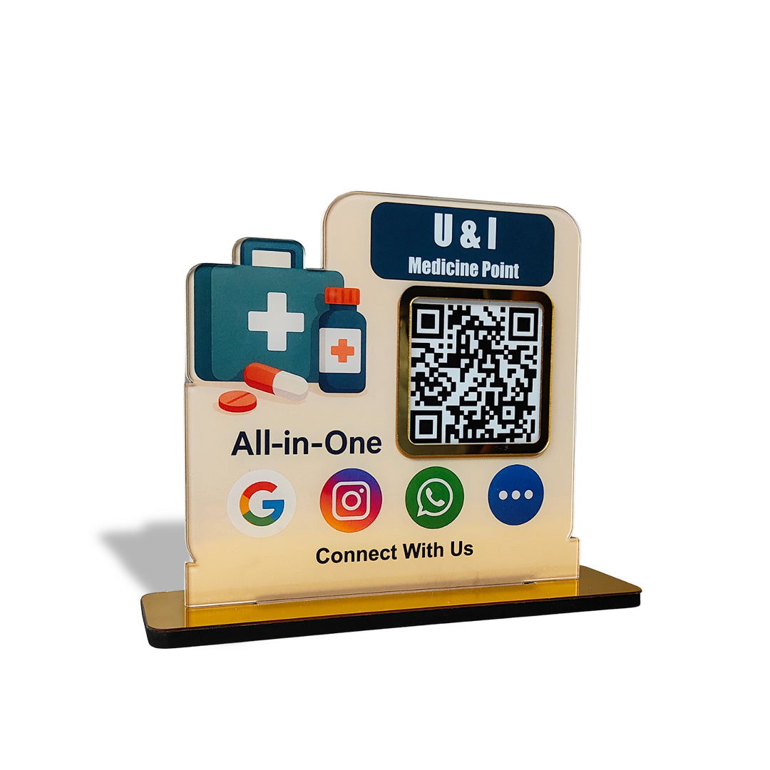 All-In-One Smart NFC QR Standee - For Chemist Shop