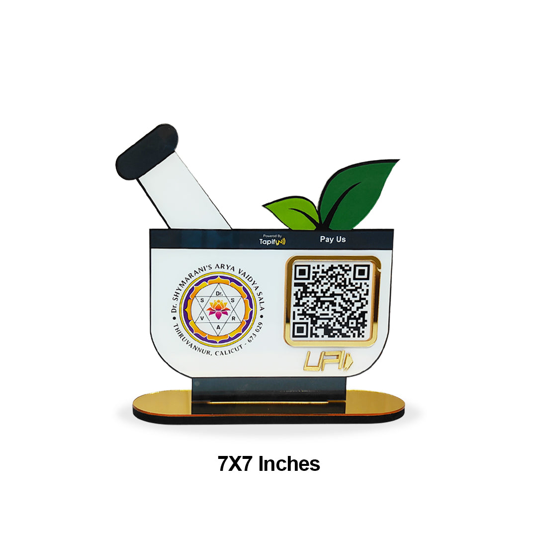 Okhali (Mortar and Pestle) Shaped - Single QR - UPI Payment Standee ( Without NFC )