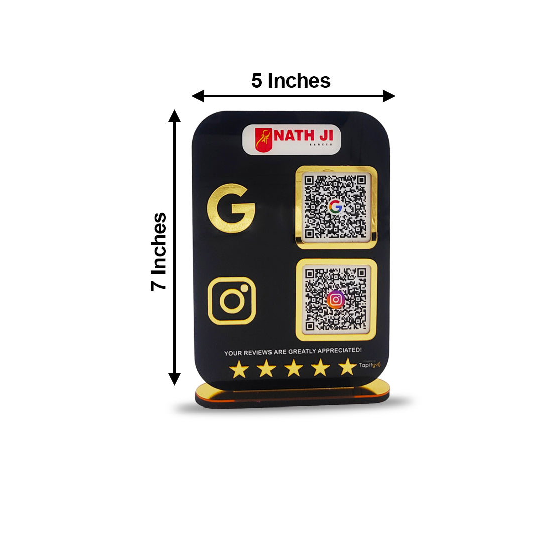 Smart NFC 2-in-1 Table Top Standee | Black Colour | Portrait Style