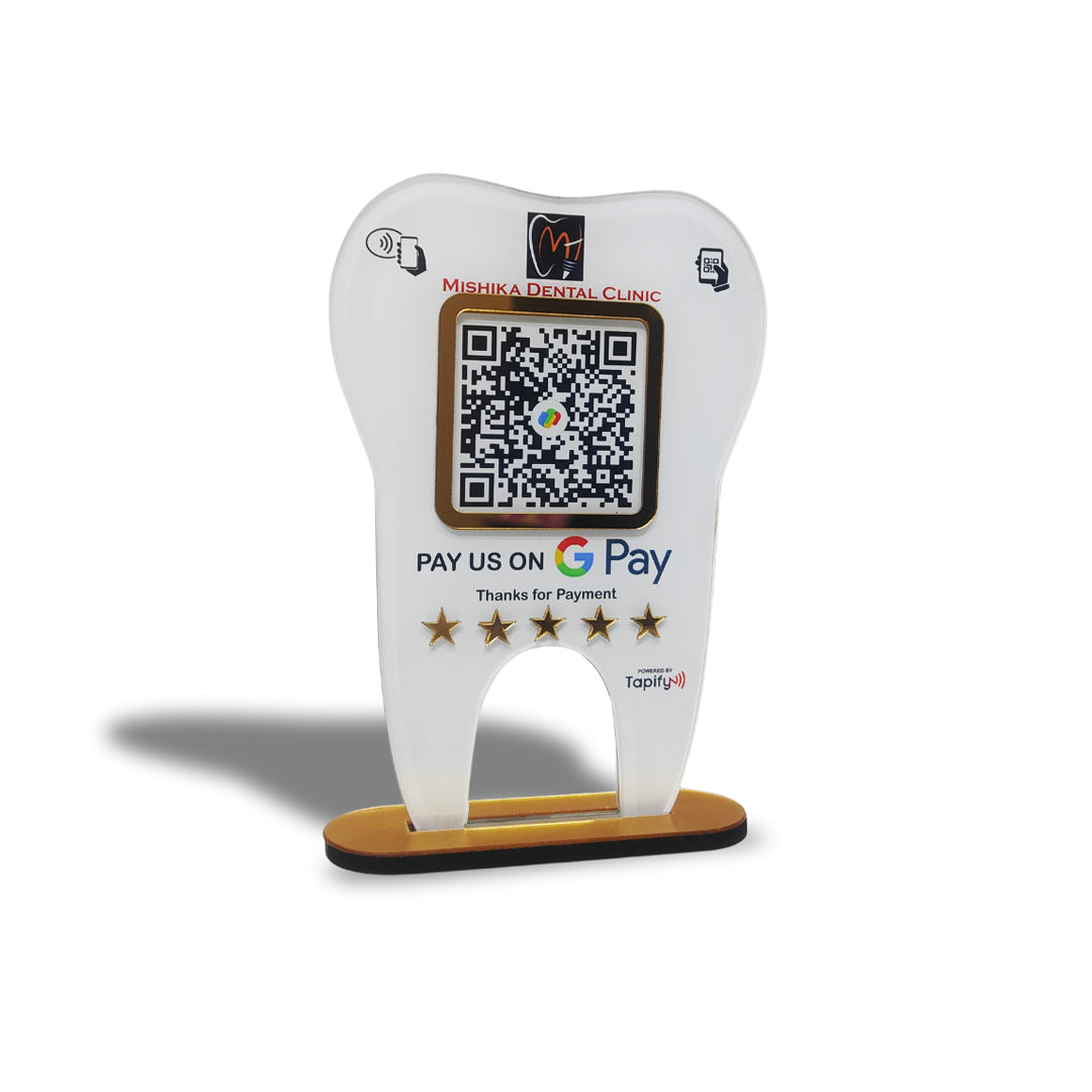 Dental Tooth Shaped UPI Payment Standee - For Dentists ( Without NFC )