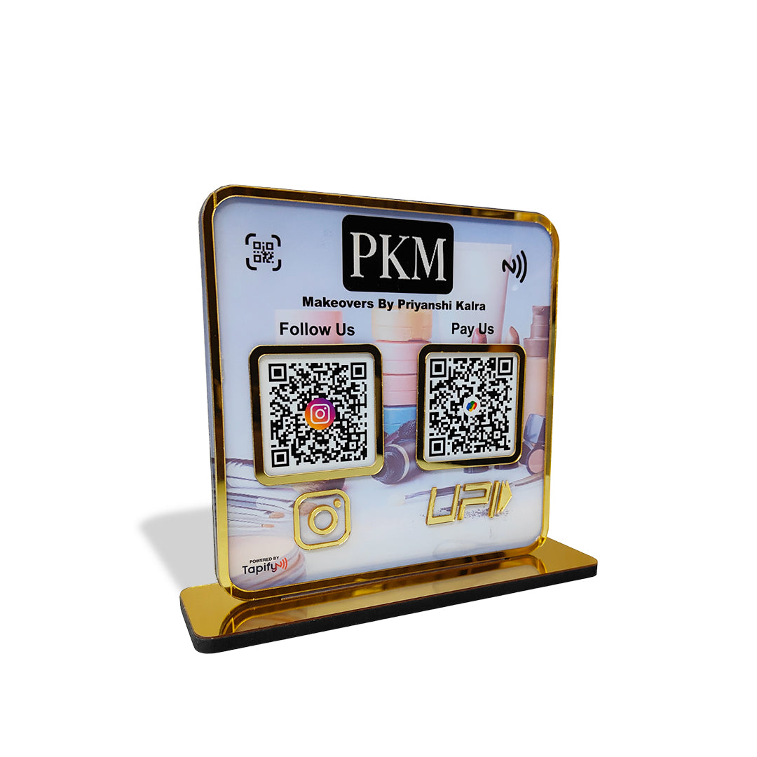 Premium Smart NFC 2-in-1 Table Top Standee - Cosmetic Background edition