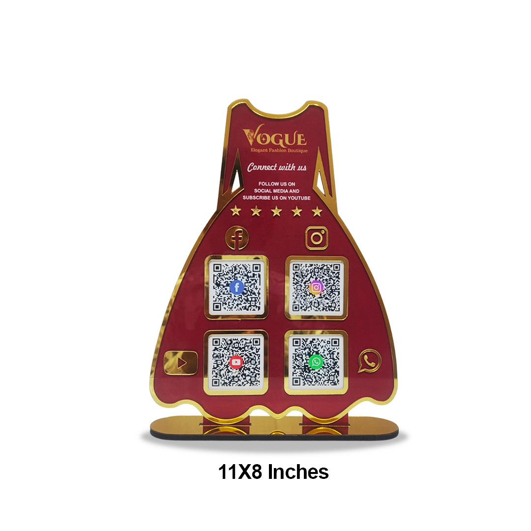 Ladies Gown NFC 4-in-1 Tabletop Standee – For Boutiques & Garment Shops