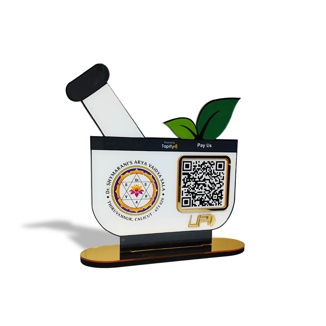 Okhali (Mortar and Pestle) Shaped - Single QR - UPI Payment Standee ( Without NFC )