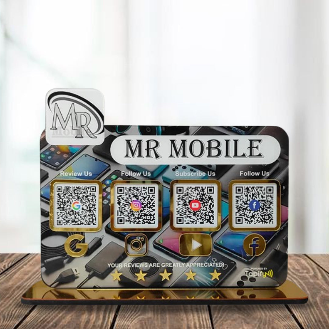 Logo Cutout Mobile Theme Standee - Smart NFC 4-in-1 Table Top Standee