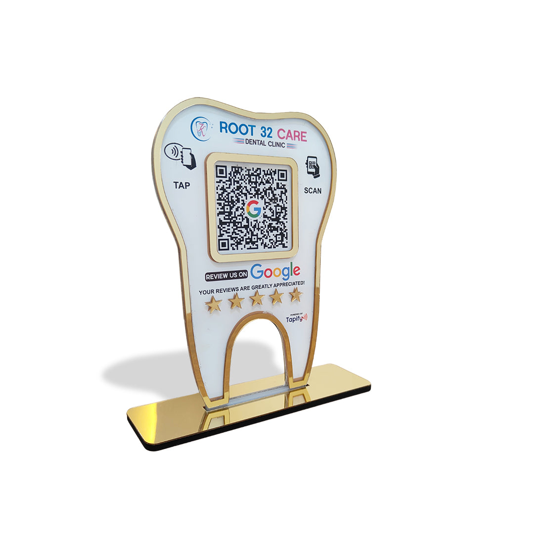 Premium - Dental Tooth Shaped NFC Single QR Standee - (MEDIUM SIZE)