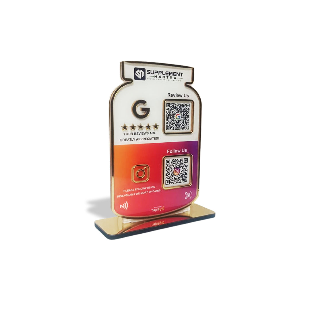 Premium Protein Supplement Shaped Smart NFC 2-in-1 Tabletop Standee - Theme Edition | For Gym & Supplement Stores