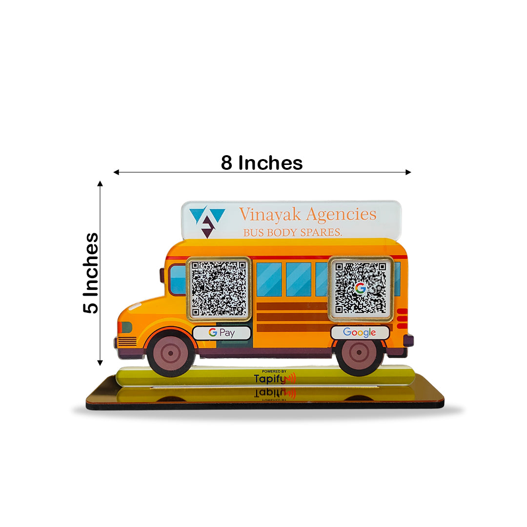 Bus Shape Standee - Smart NFC 2-in-1 Tabletop Standee