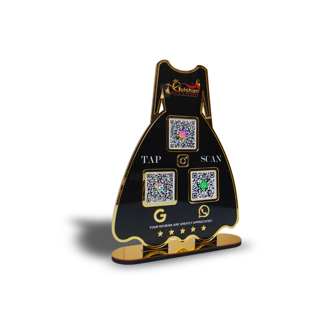 Ladies Gown NFC 3-in-1 Tabletop Standee – For Boutiques & Garment Shops