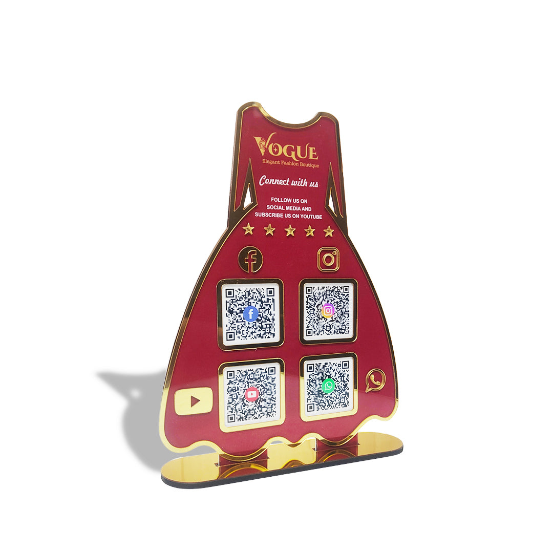 Ladies Gown NFC 4-in-1 Tabletop Standee – For Boutiques & Garment Shops