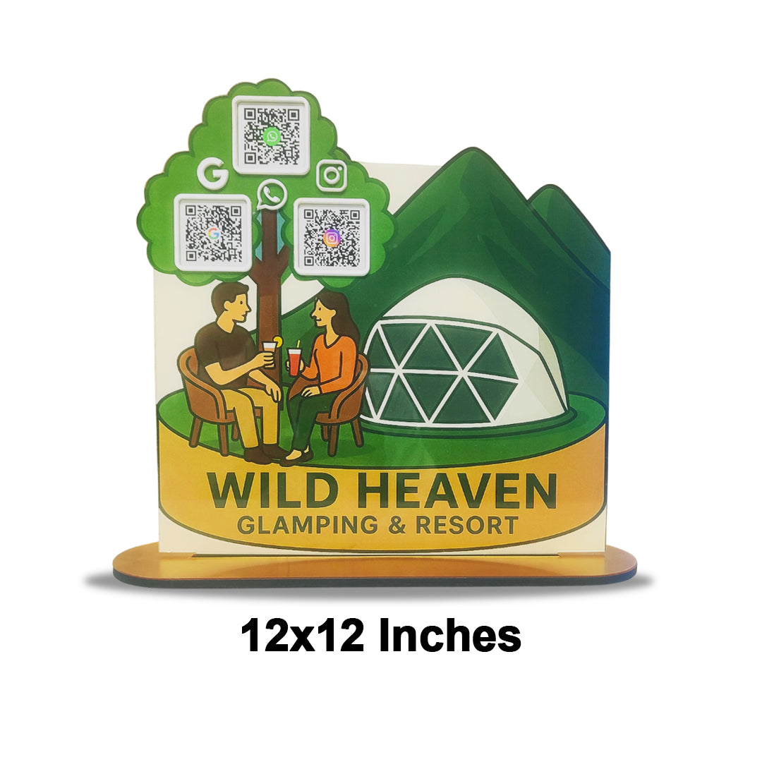 Resort Shaped - Smart NFC 3-in-1-Tabletop Standee | For Hotel and Resorts