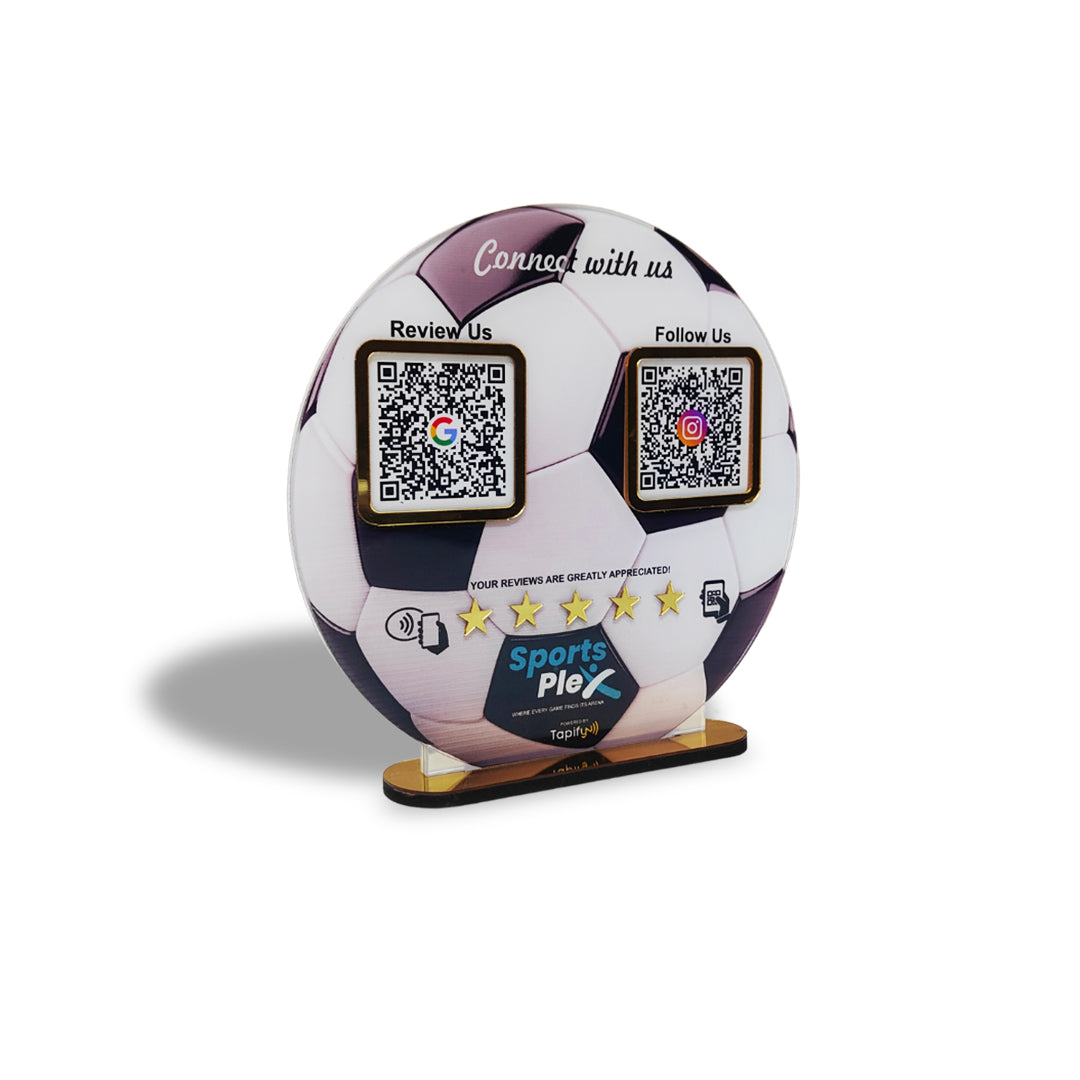 Football Shaped Smart NFC 2 QR Standee - For Sports Club & Academy