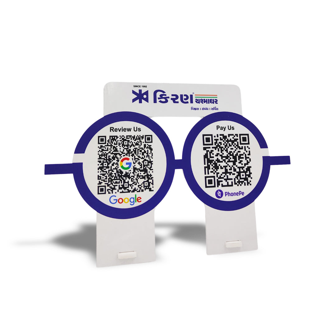 Spectacle Shaped Smart NFC 2-in-1 Table Top Standee for Optical Business