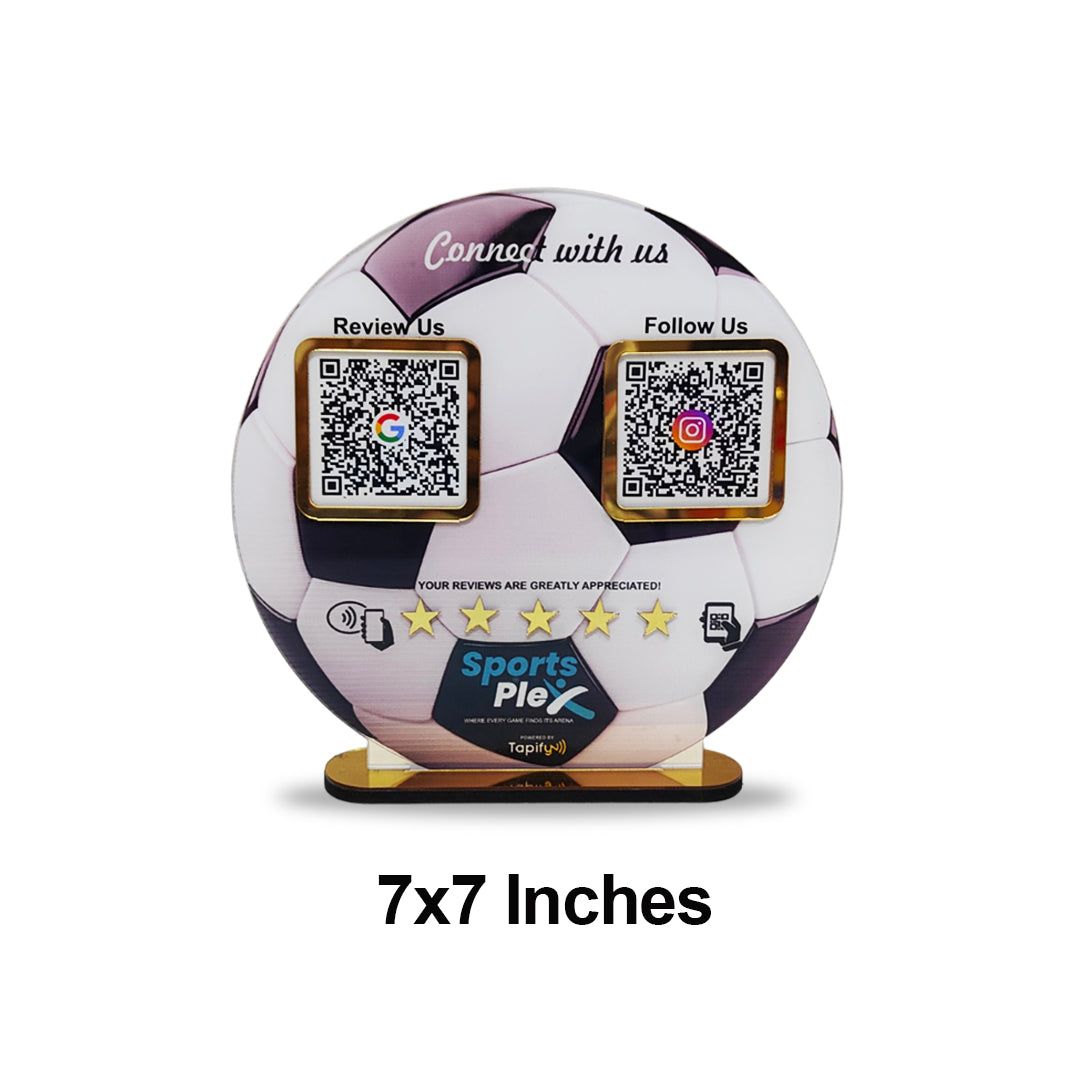 Football Shaped Smart NFC 2 QR Standee - For Sports Club & Academy