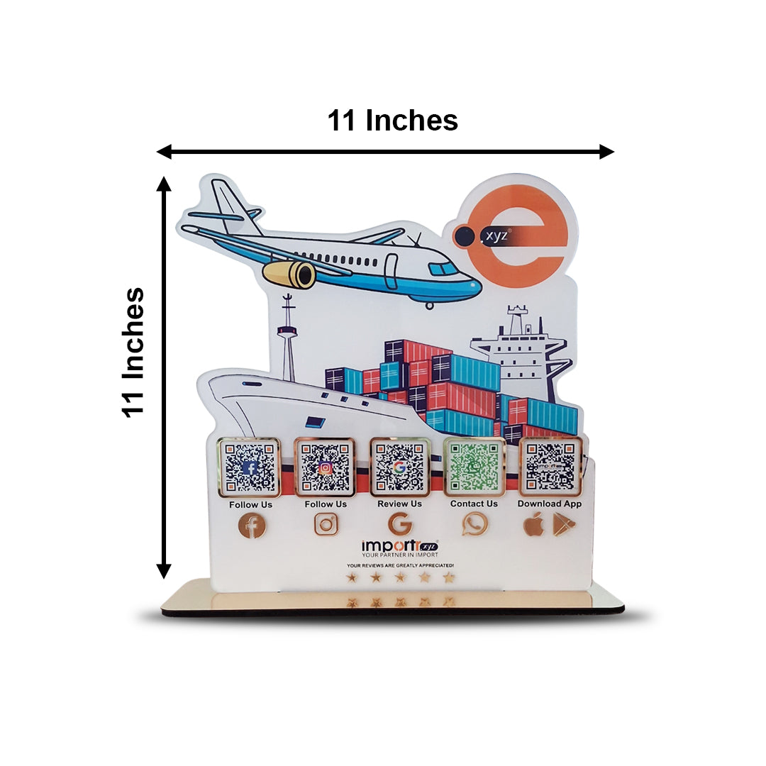 Transport & Export Shaped 5QR Table Top Smart NFC Standee