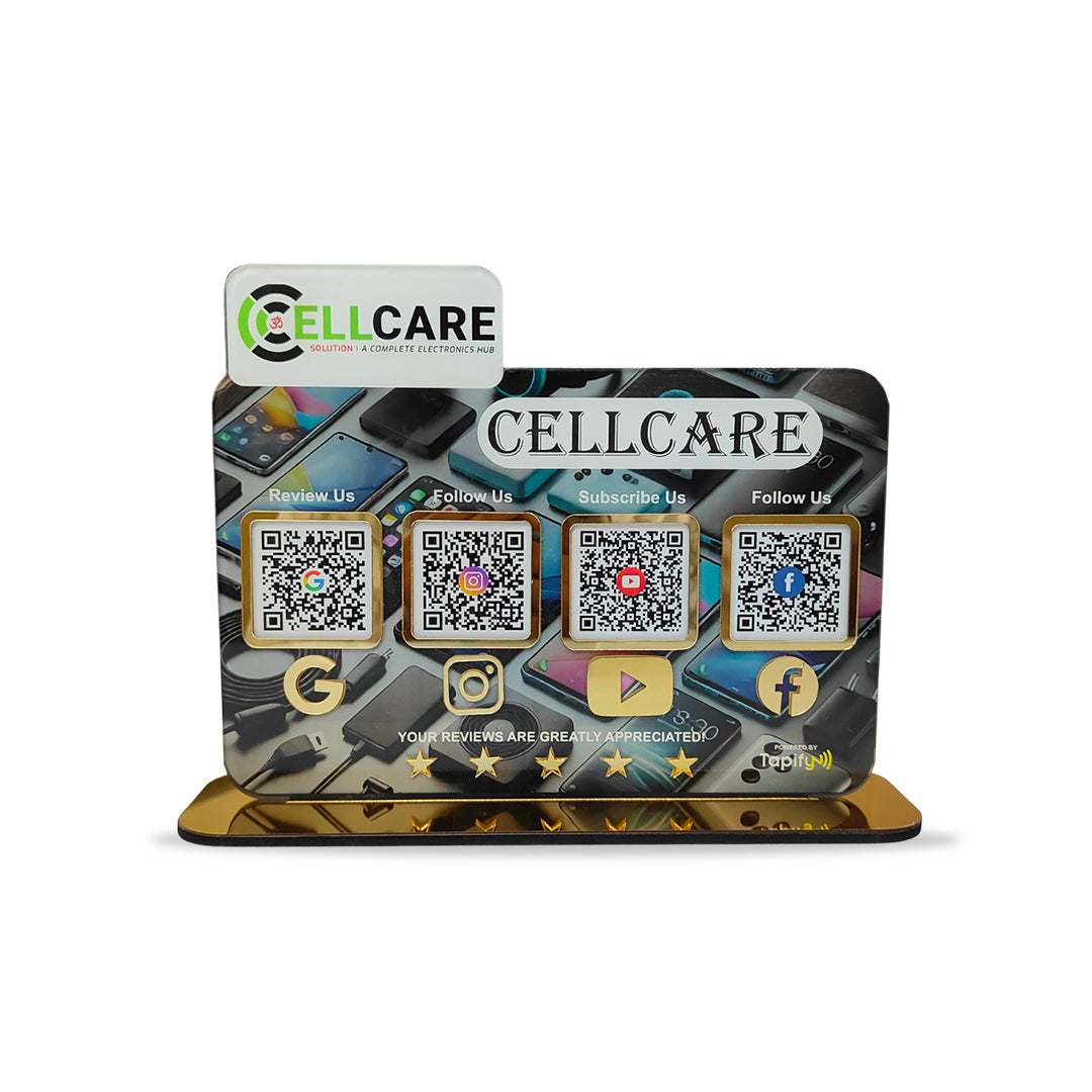 Logo Cutout Mobile Theme Standee - Smart NFC 4-in-1 Table Top Standee