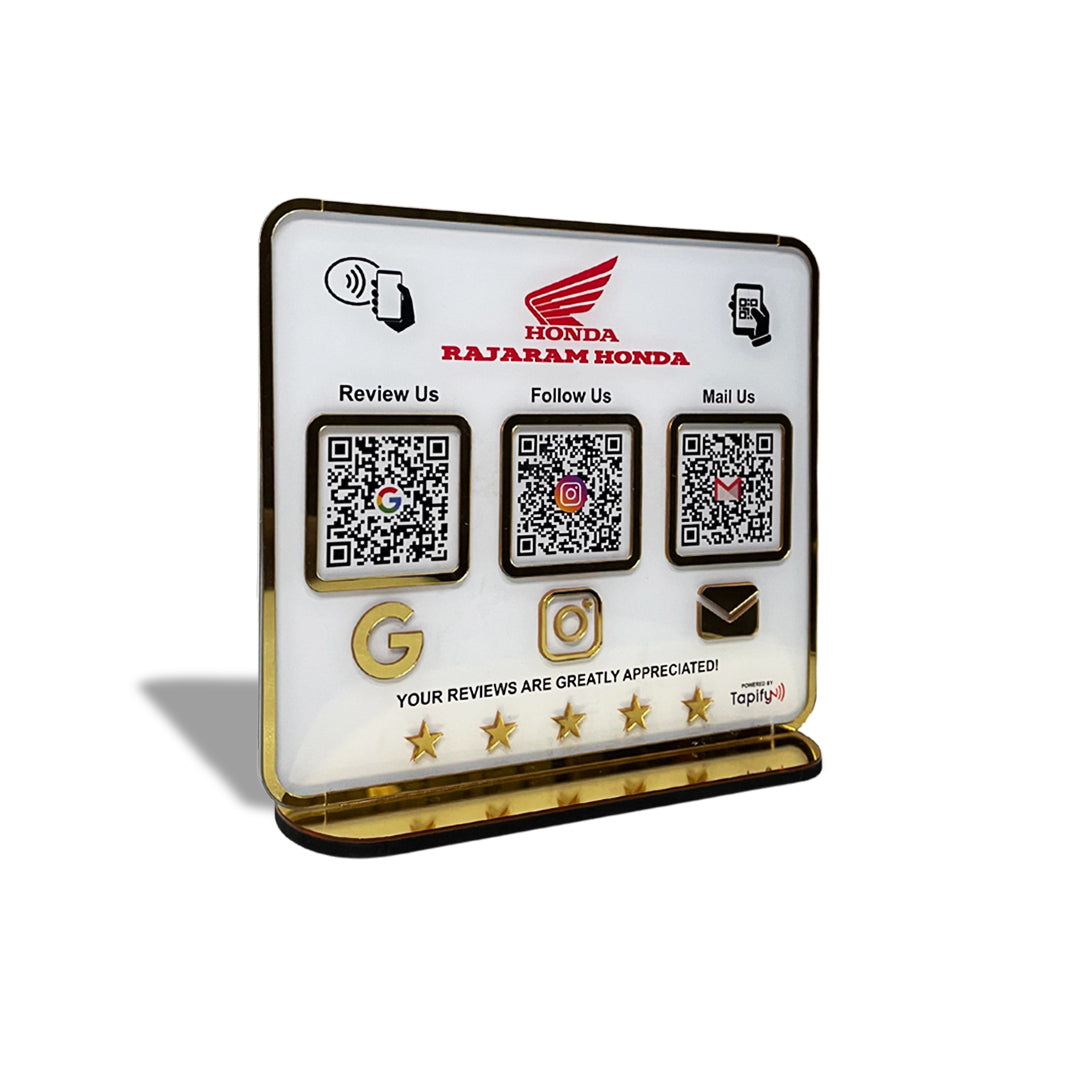 Premium Smart NFC 3-in-1 Table Top Standee | White Colour