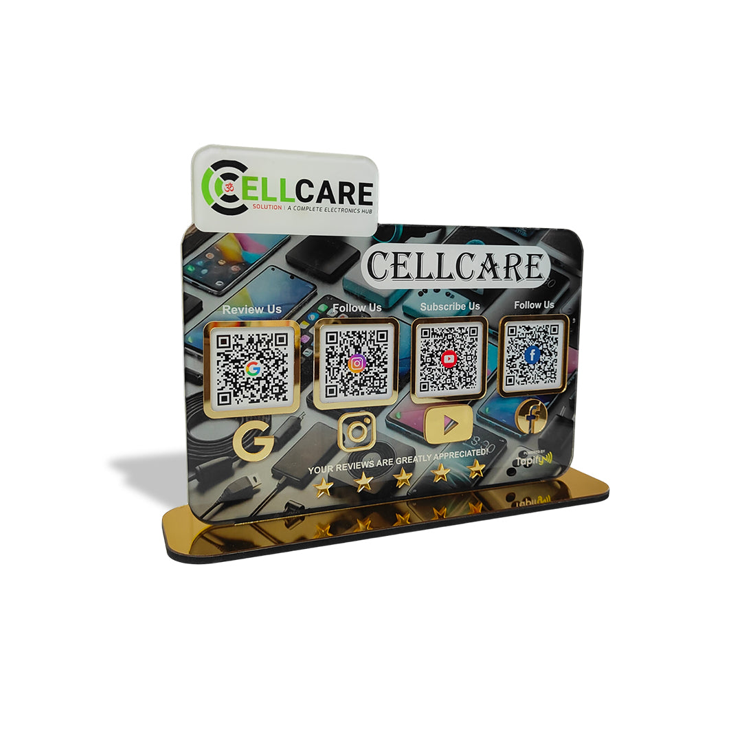 Logo Cutout Mobile Theme Standee - Smart NFC 4-in-1 Table Top Standee