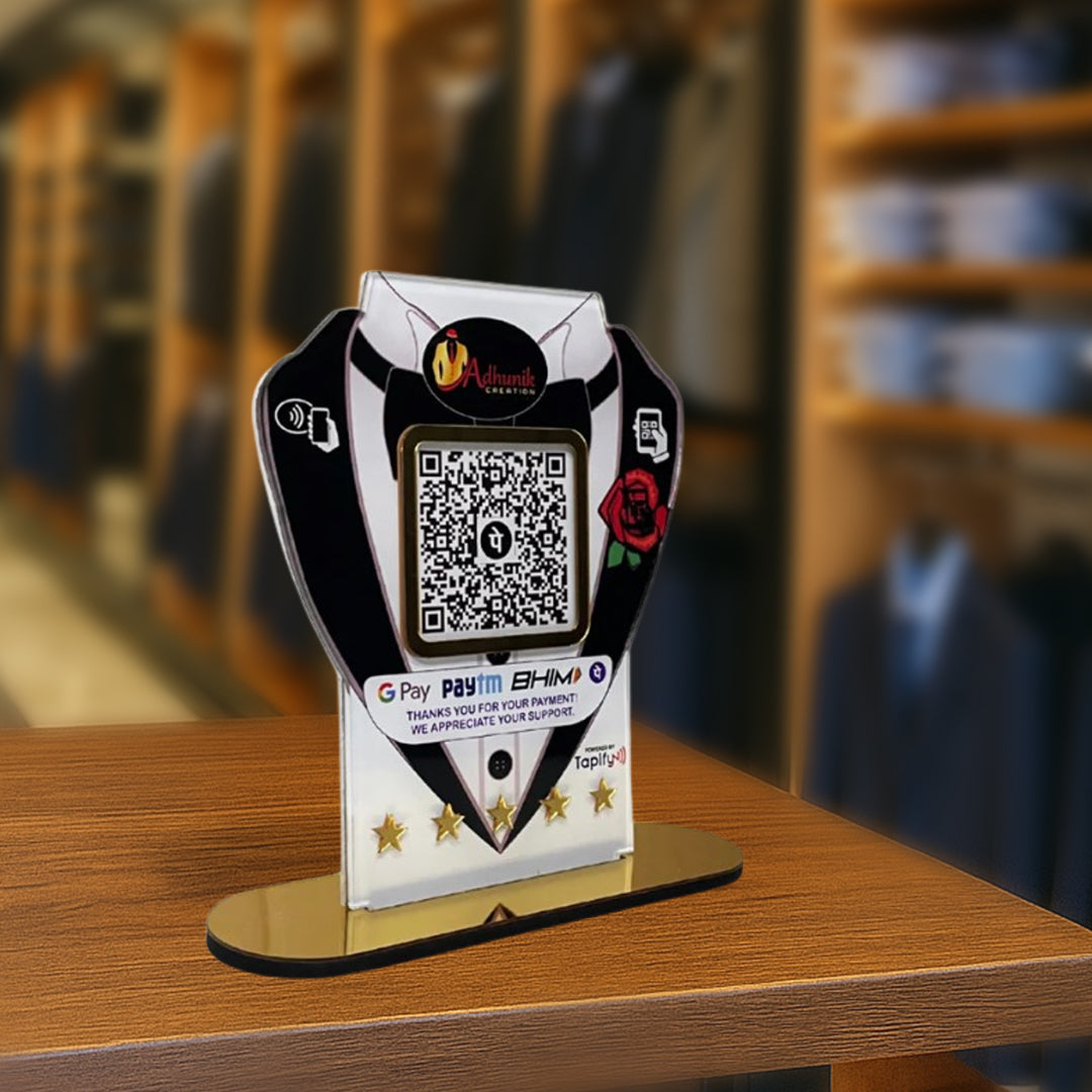 Men's Suit Shaped - Smart NFC - 1QR - Table Top Standee