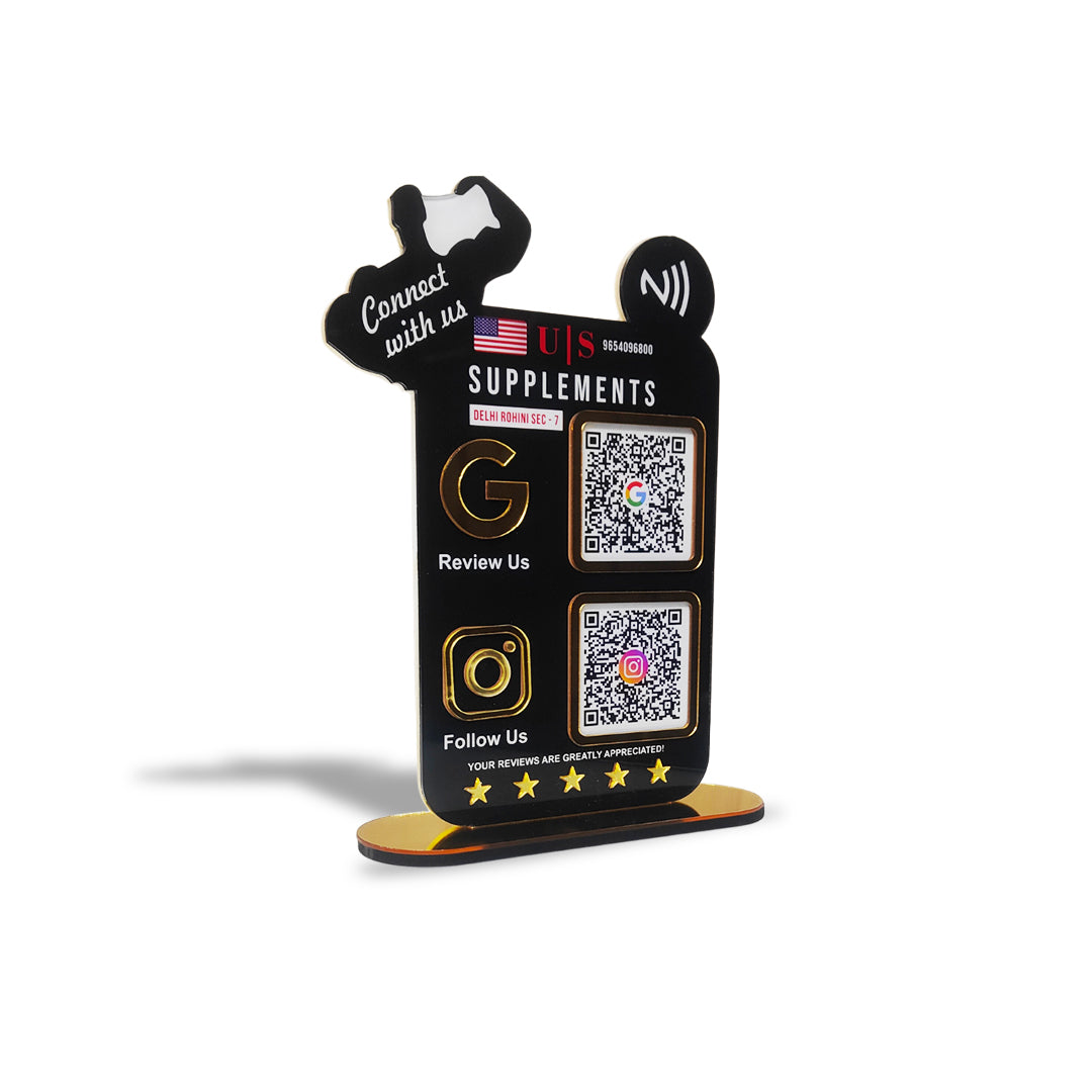 Body Builder Shaped Smart NFC 2-in-1 Tabletop Standee For Gyms