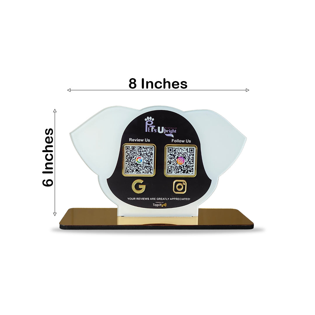 Pet Face Shape - Smart NFC 2-in-1 Table Top Standee - Black & White