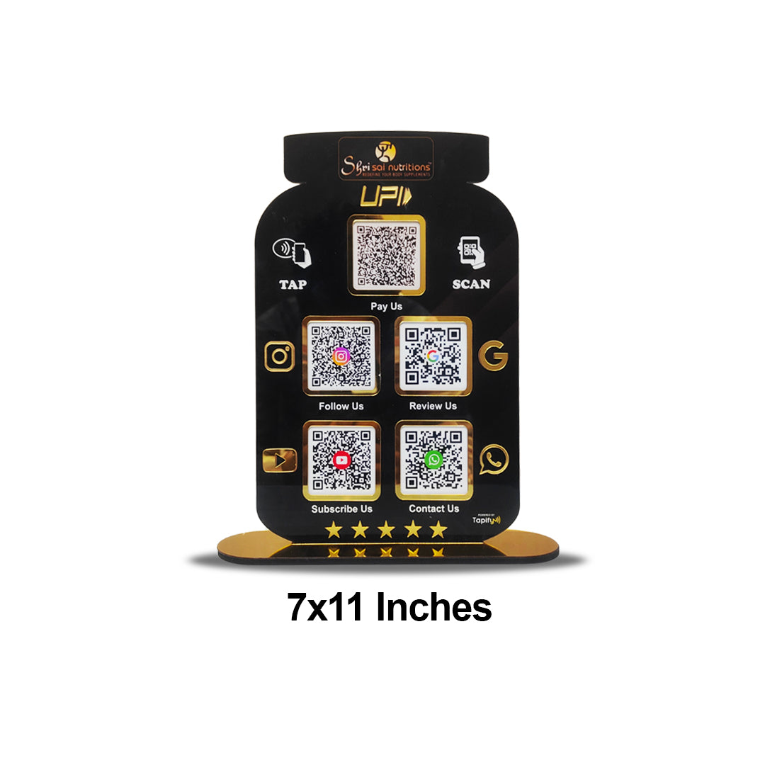 Protein Supplement Jar Shaped Smart NFC 5-in-1 Tabletop Standee for Gym & Supplement Stores