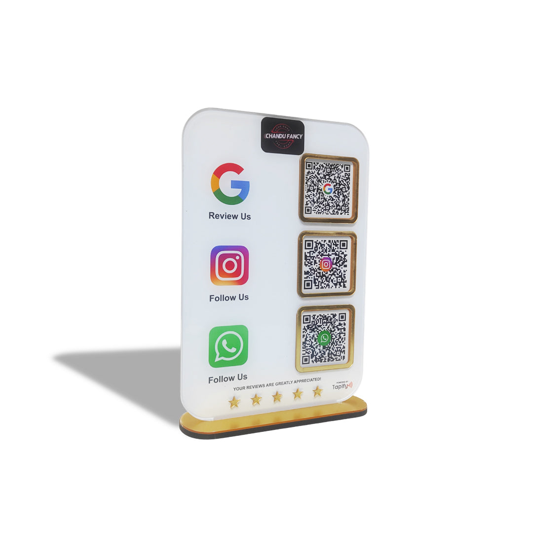 Print Icon Edition - Smart NFC 3-in-1 Standee | White Colour | Portrait Style