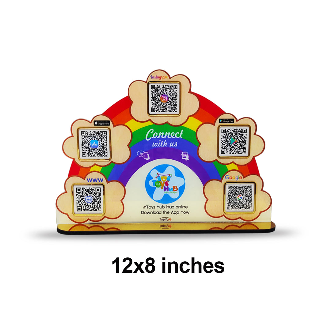 Rainbow Shaped Smart NFC 5-in-1 Table top Standee - For Toy, Gift, Retail Stores