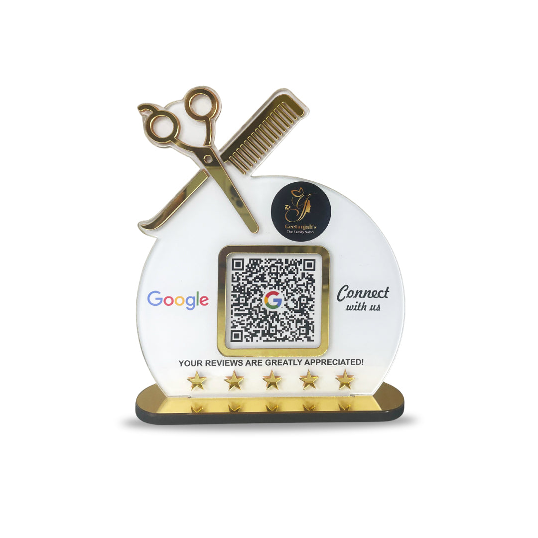Smart NFC Single QR Tabletop Standee For Salons & Beauty Parlours
