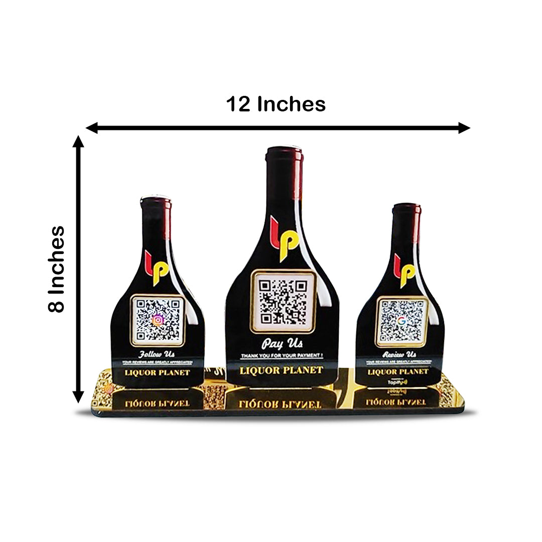 Wine Bottle Shaped - 3 In 1 QR Table Top Smart NFC Standee
