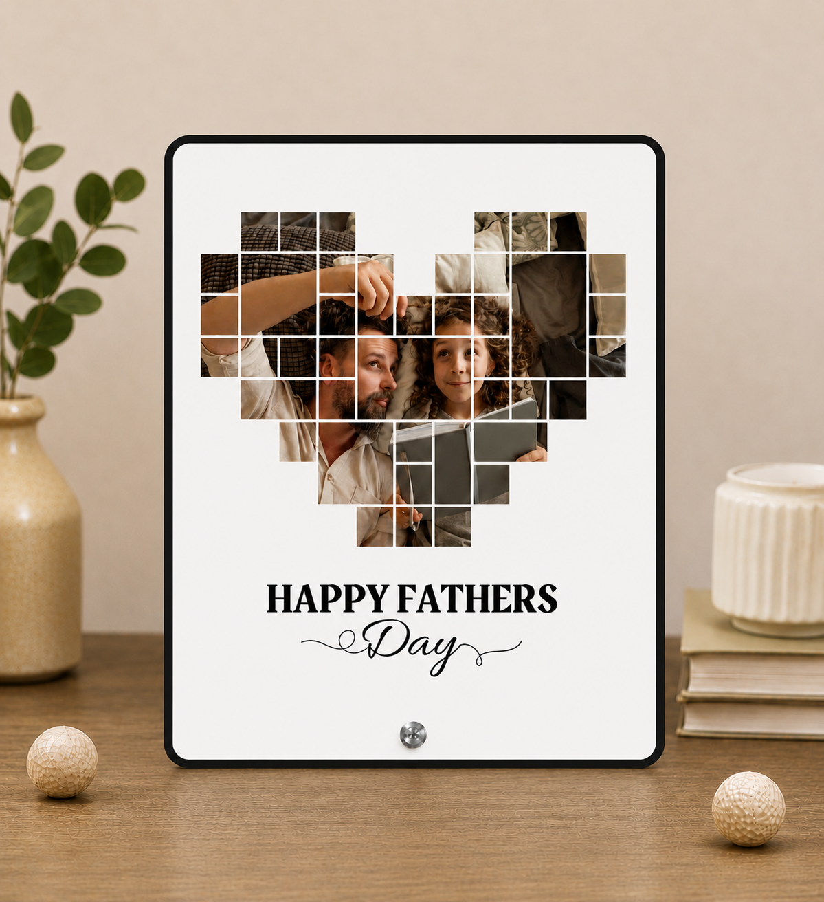 Custom Heart Collage Acrylic Photo Plaque for Dad