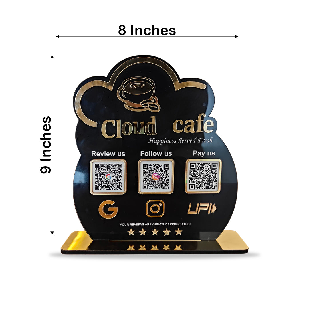 3D Golden Logo Cutout - 3 In 1 QR Table Top Smart NFC Standee
