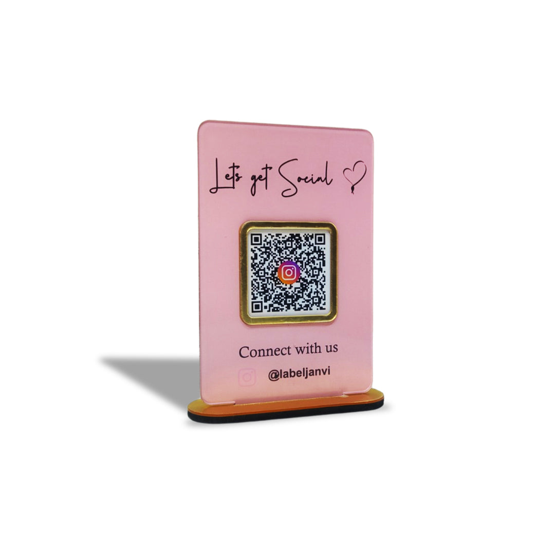 Smart NFC 1 QR Table Top Standee – Stylish Pink